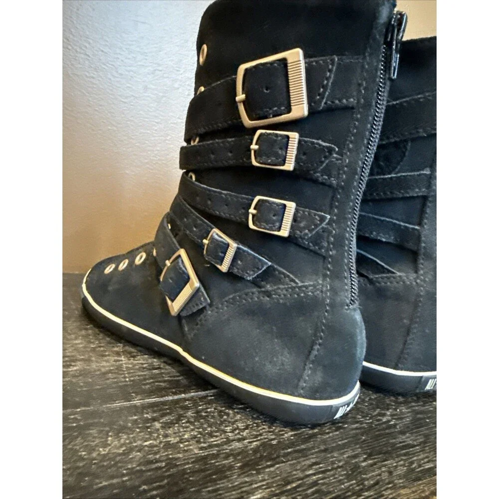 Y2K Converse Multi 5 Strap Buckle XHI Black Suede Calf High Sneakers Size 8 Rare